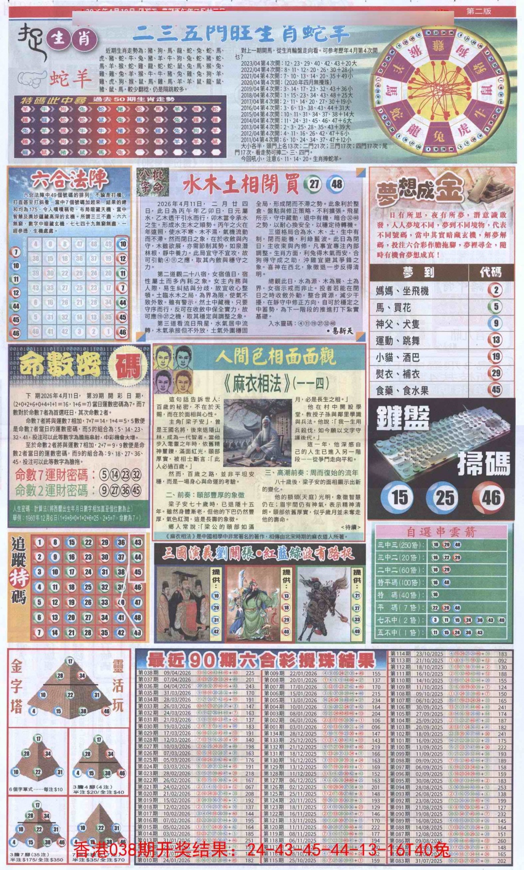 039期新报跑狗-2(背面)[图]